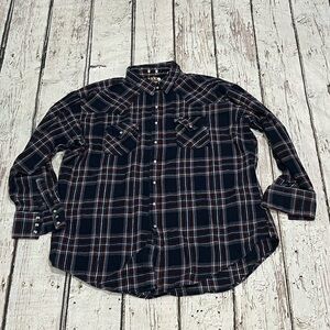 Ely Cattleman Western Pearl Snap Flannel Cowboy Heavyweight Button Down Shirt